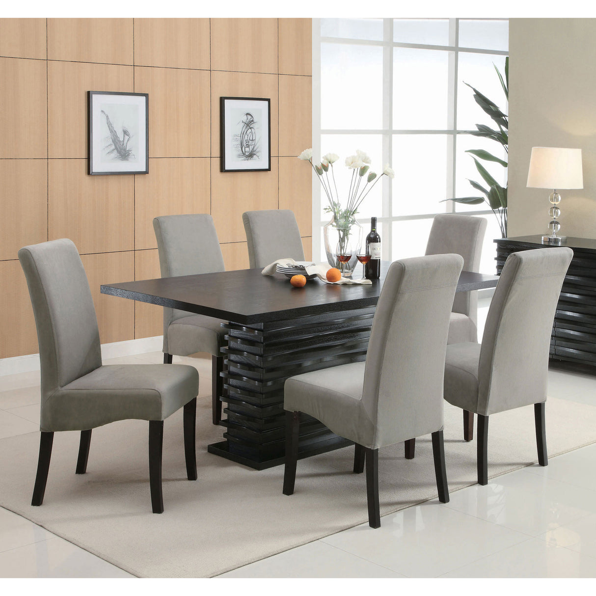 Wendell Grey and Black 7-piece Dining Set