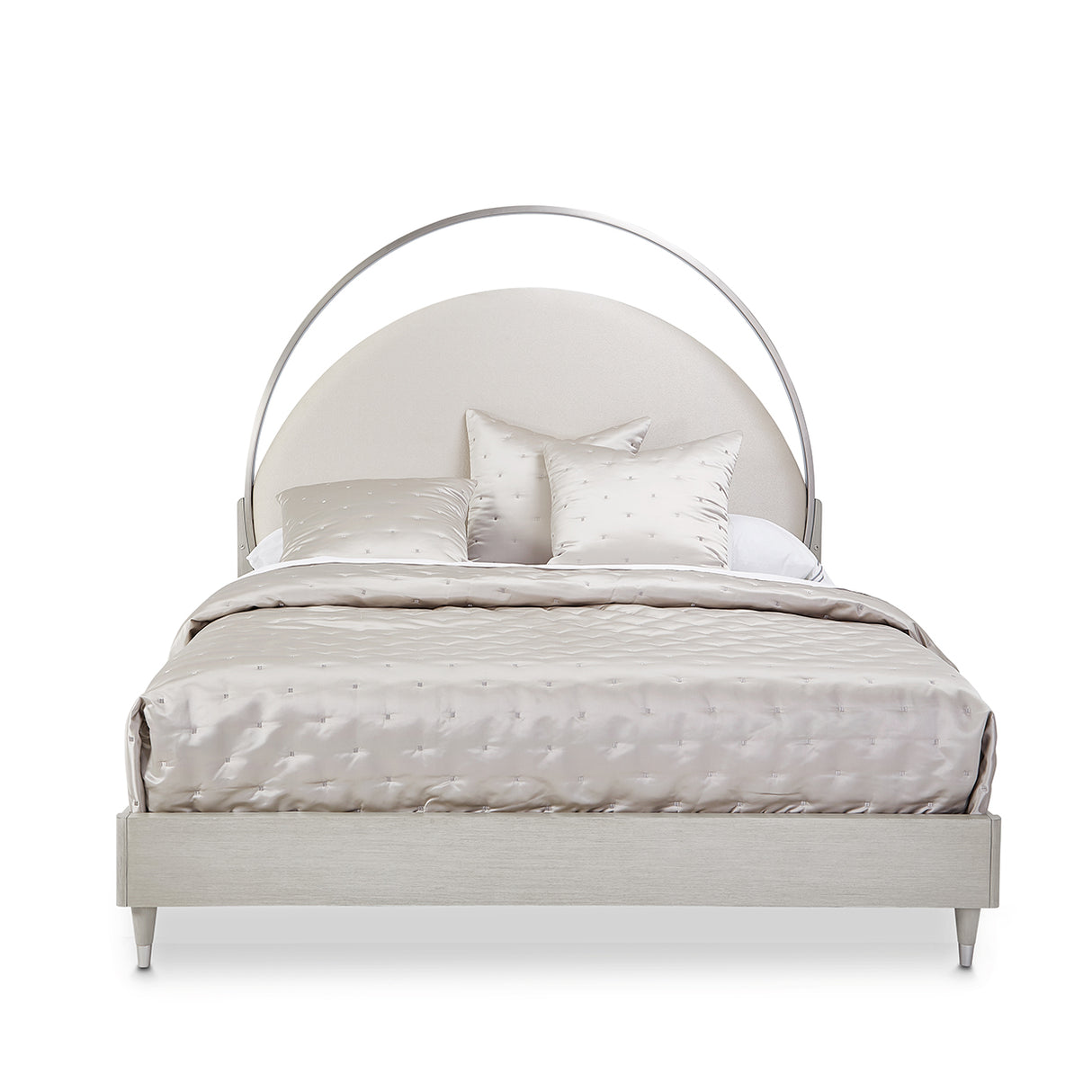 Eclipse Queen Bed with Lights Moonlight Finish aico by Michael Amini