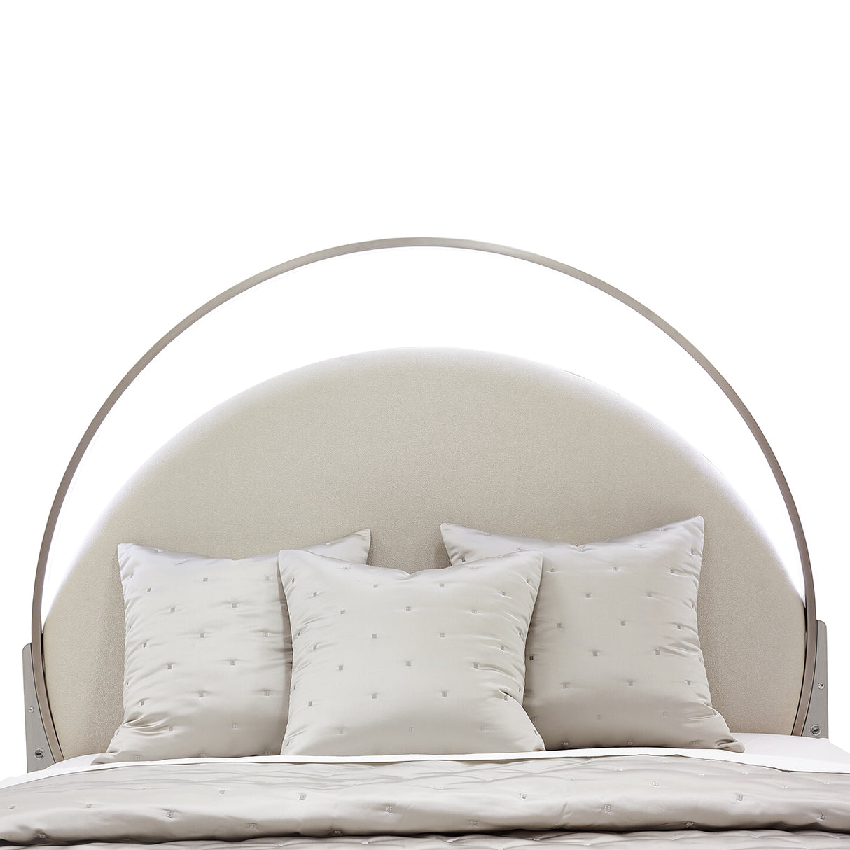 Eclipse Queen Bed with Lights Moonlight Finish aico by Michael Amini