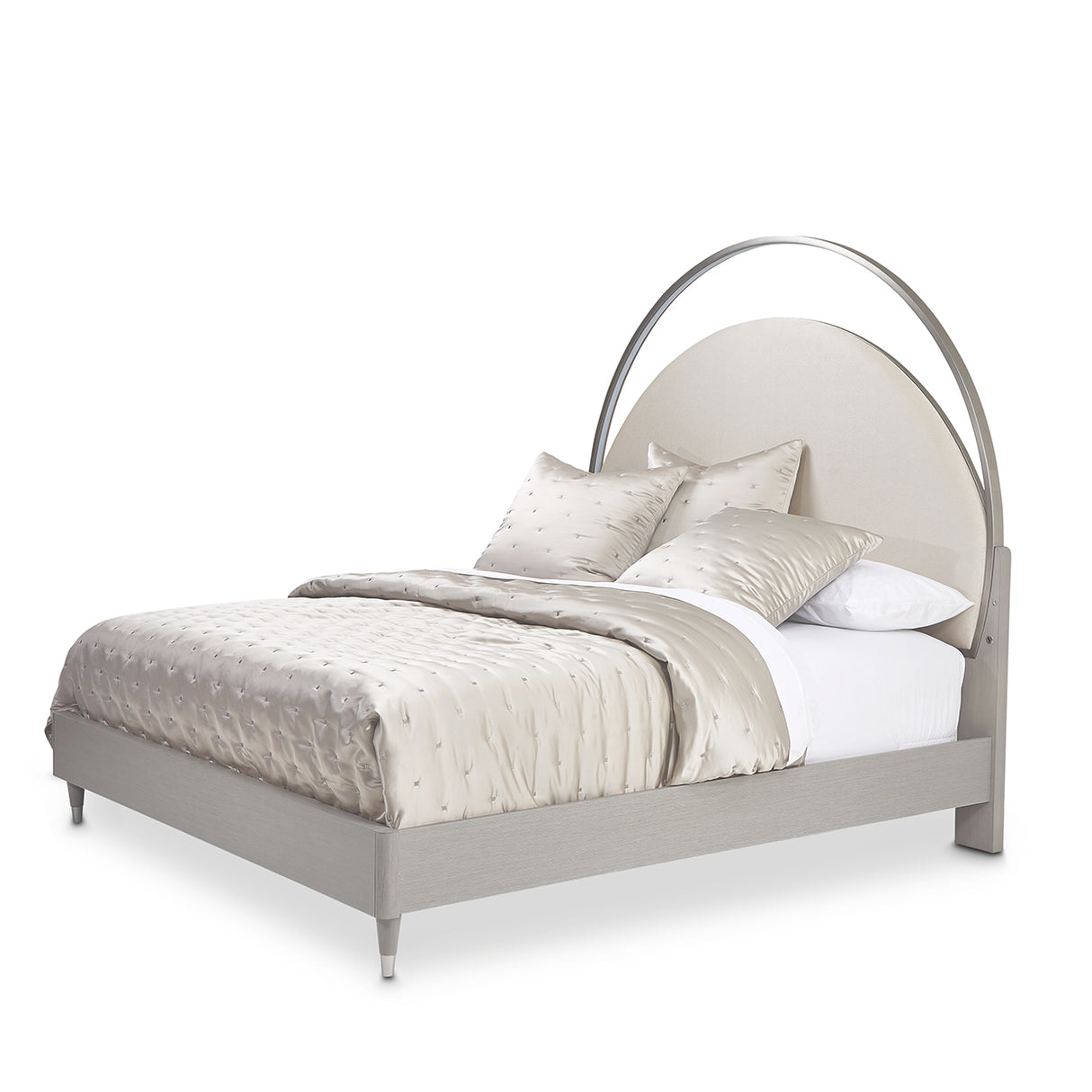 Eclipse Queen Bed with Lights Moonlight Finish aico by Michael Amini