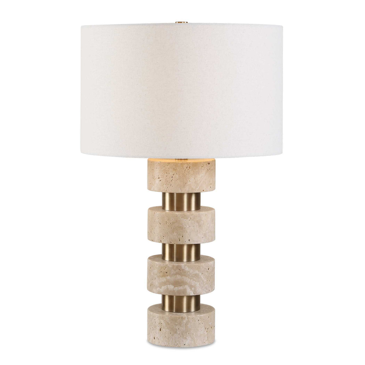 Makani Travertine Table Lamp Brass / Gold / White - Gold / Beige by Uttermost - View 1