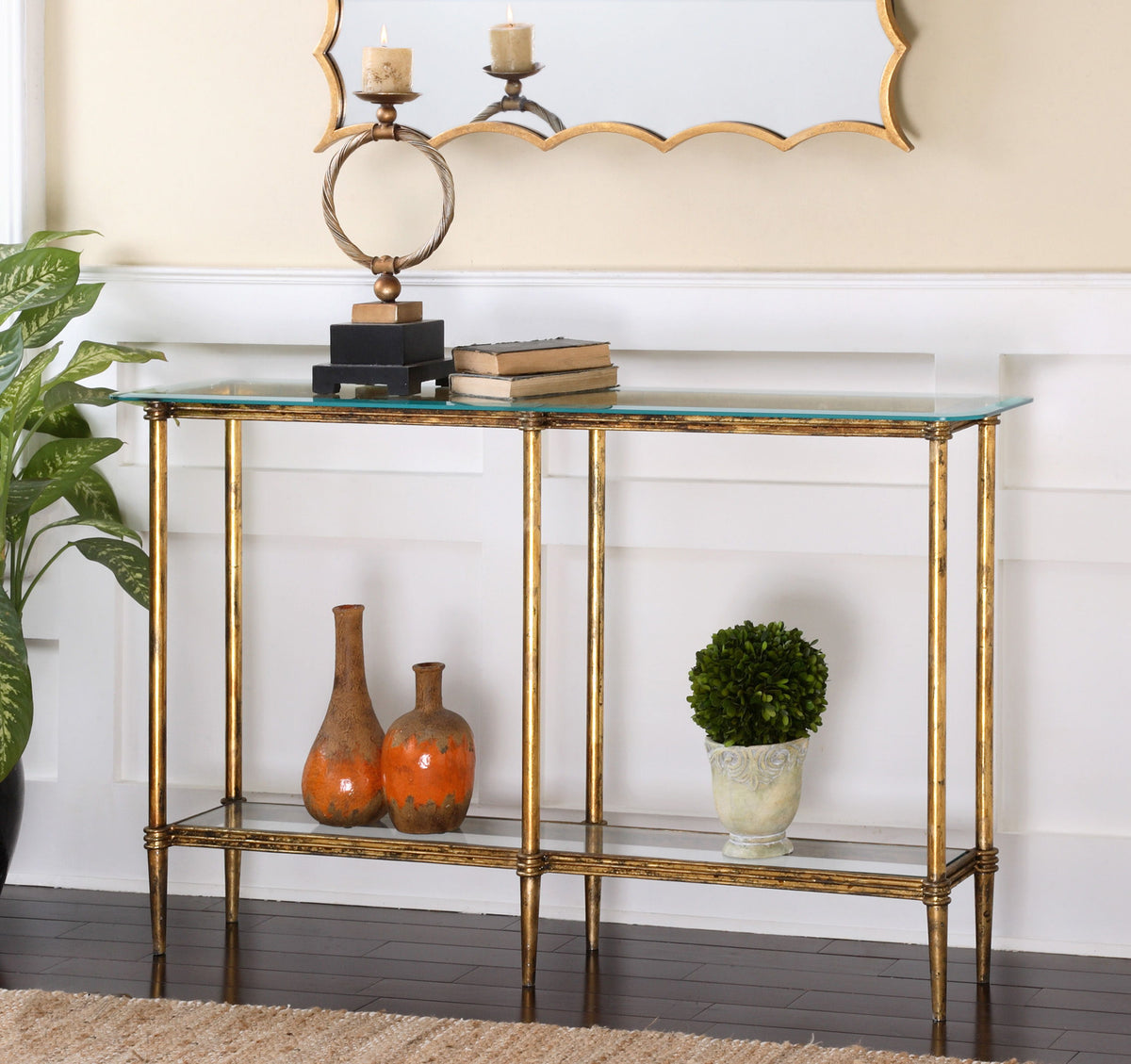 Elenio Glass Console Table - Gold by Uttermost - View 2