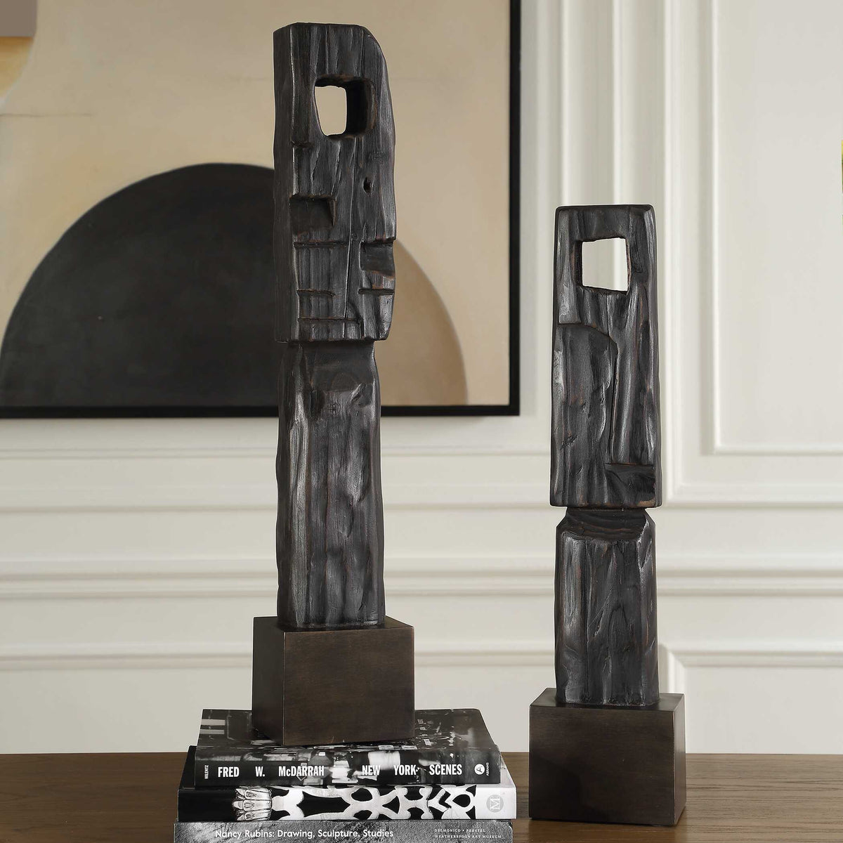 Cipher Wood Totems (Set of 2) - Black by Uttermost - View 3
