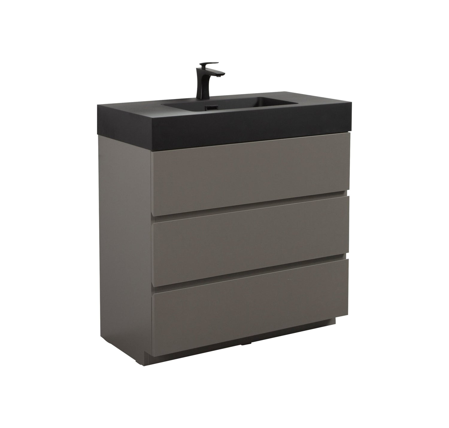Alice 36" Gray Bathroom Vanity with Sink, Large Storage Freestanding Bathroom Vanity for Modern Bathroom, One - Piece Black Sink Basin without Drain and Faucet | Home Elegance USA