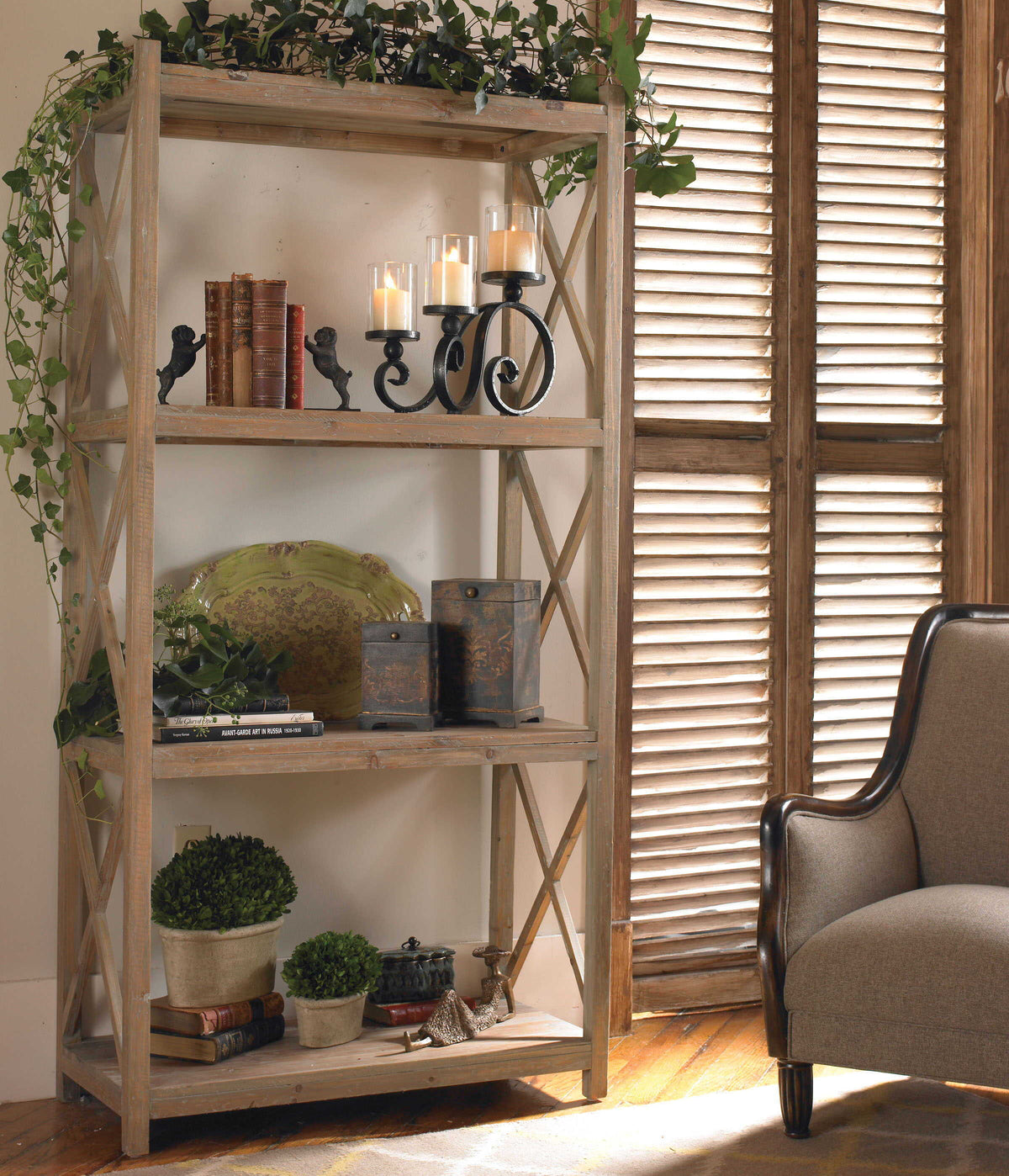 Stratford Reclaimed Wood Etagere - Light Brown by Uttermost - View 3