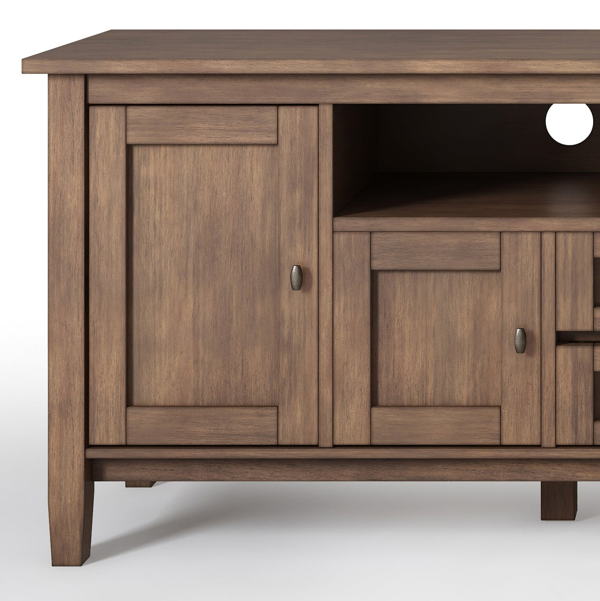 Warm Shaker 72 inch Wide Solid Wood TV Stand in Rustic Natural Aged Brown For TVs up to 80 inches - sold by Home Elegance USA