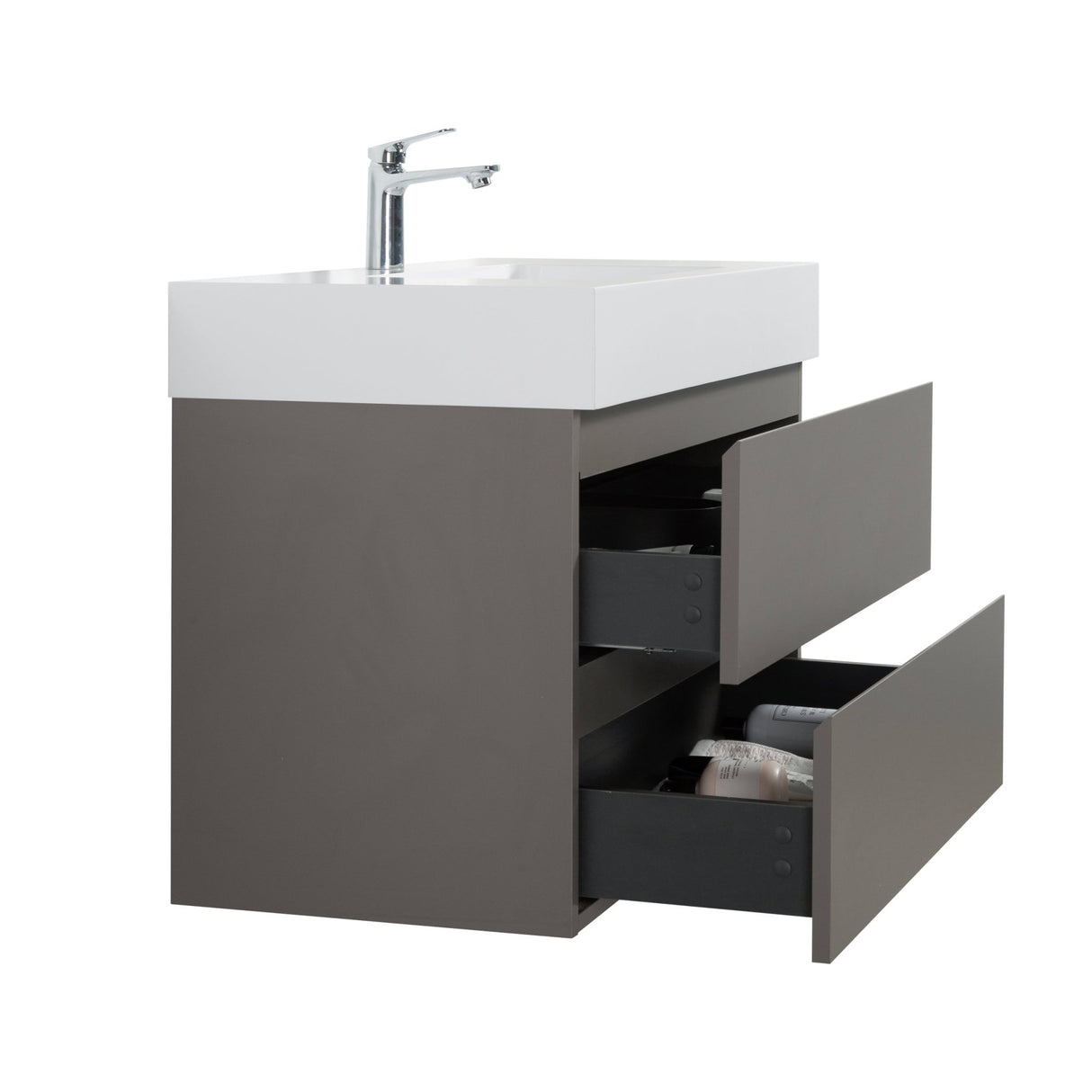 Alice 36" Gray Bathroom Vanity with Sink, Large Storage Wall Mounted Floating Bathroom Vanity for Modern Bathroom, One - Piece White Sink Basin without Drain and Faucet | Home Elegance USA