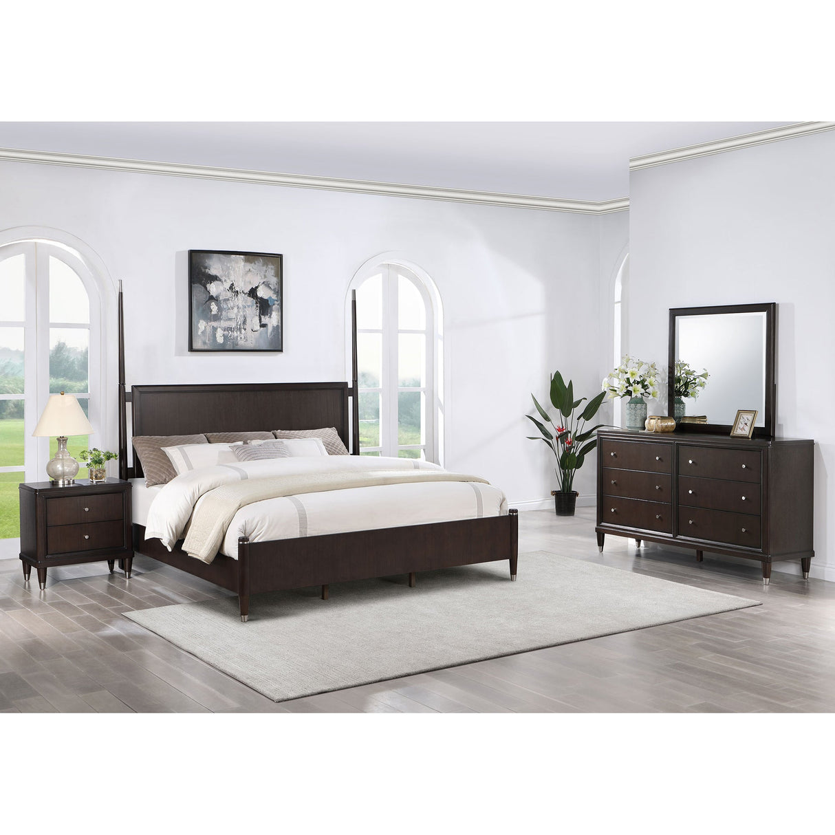 Niguel Brown 4-piece Poster Bedroom Set - sold by Home Elegance USA