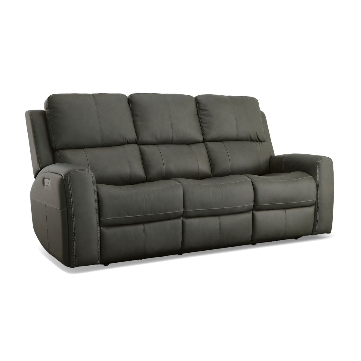 Linden Power Reclining Sofa With Power Headrests & Lumbar - Charcoal | Flexsteel