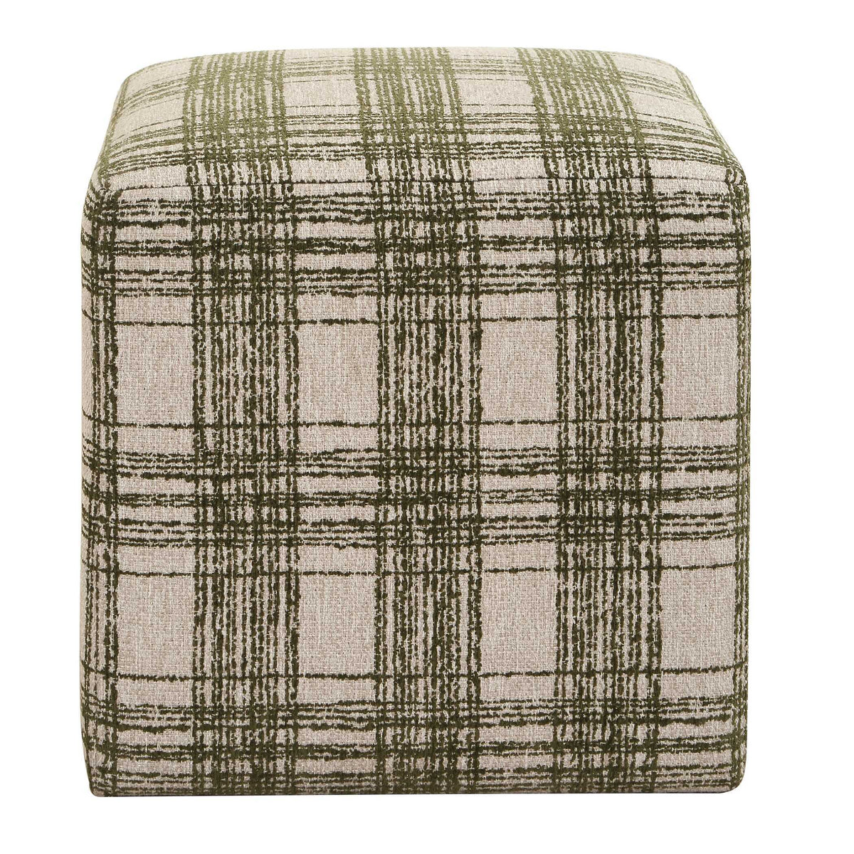 Joie Ireland Plaid Ottoman - Green by Uttermost - View 4