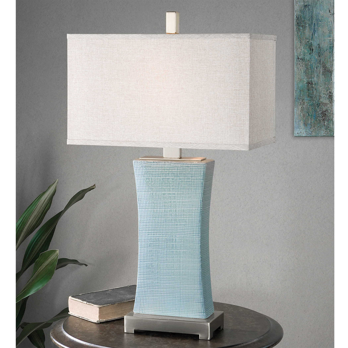 Cantarana Table Lamp Blue Gray - Light Blue / Beige by Uttermost - View 2
