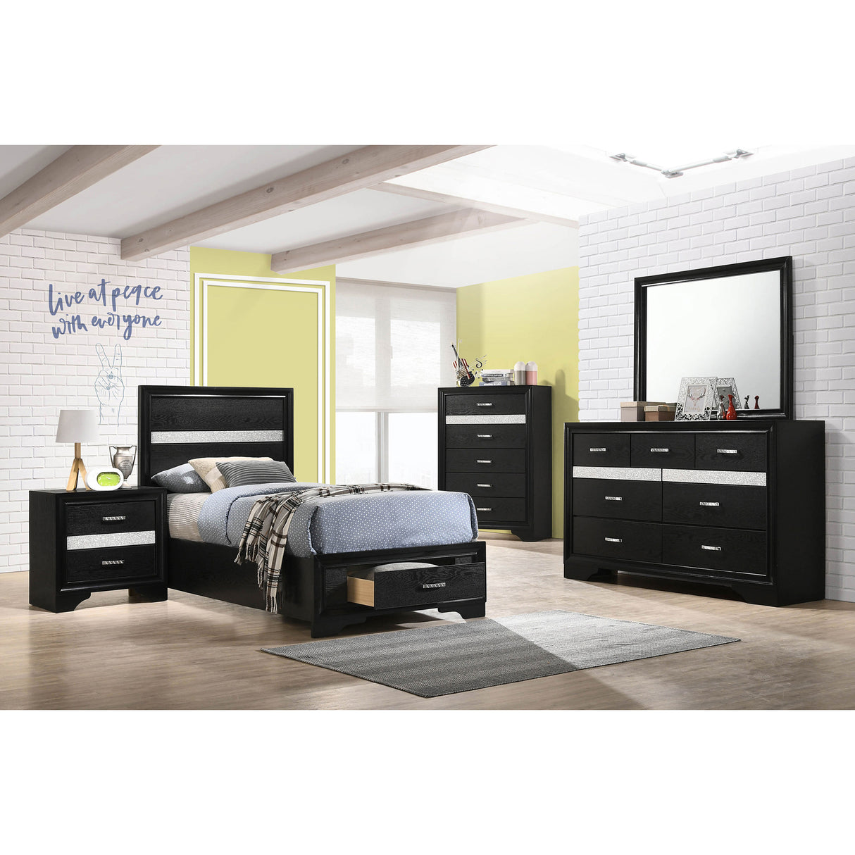 Annie Black 5-piece Twin Bedroom Set