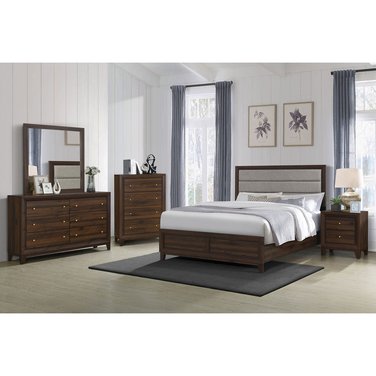 Anza Walnut 5-piece Queen Bedroom Set