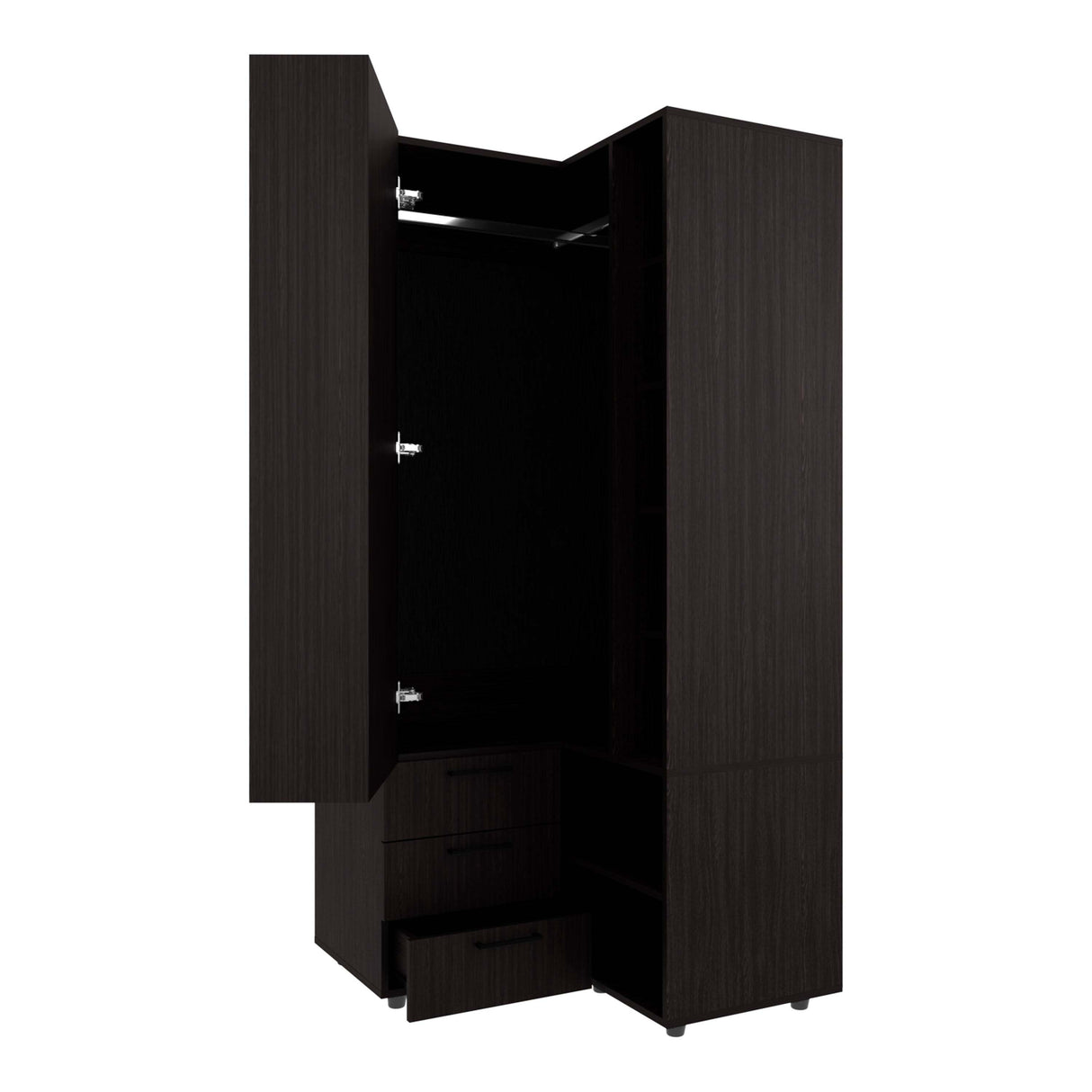 Wenge Armoire Wardrobe with Open Storage and 2 Drawers - sold by Home Elegance USA