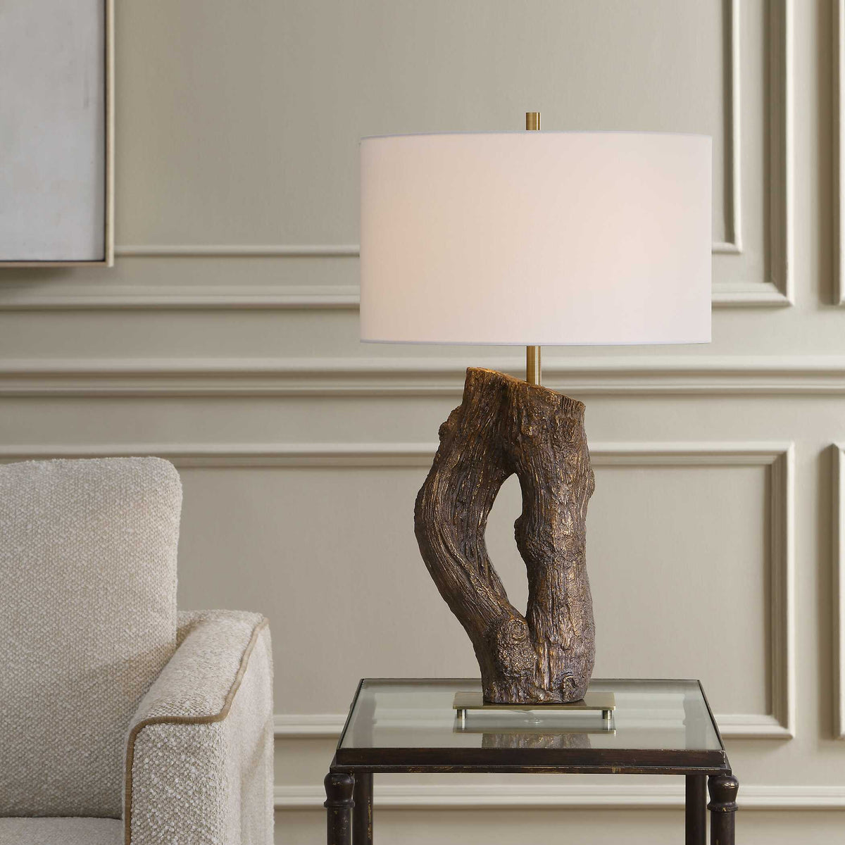Namath Wood Table Lamp - Dark Brown / White by Uttermost - View 2