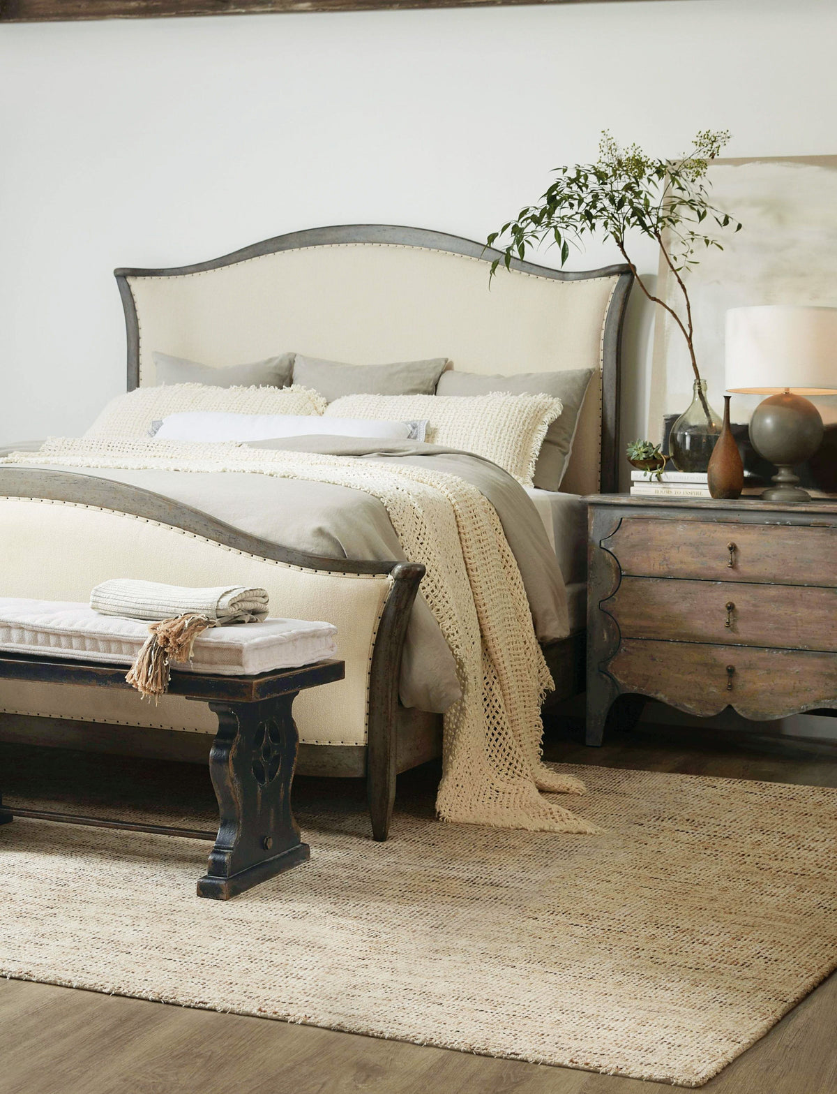 Ciao Bella King Upholstered Bed Speckled Gray - Beige / Dark Gray by Hooker Furniture - View 2
