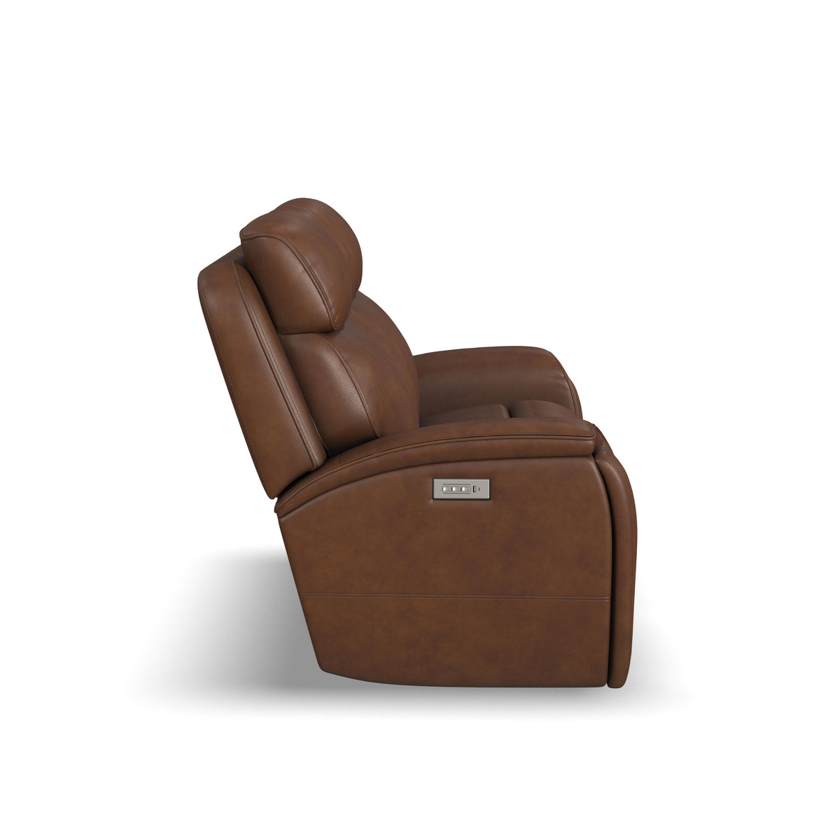 Walker Power Reclining Loveseat With Console, Power Headrest & Lumbar - Light Brown | Flexsteel