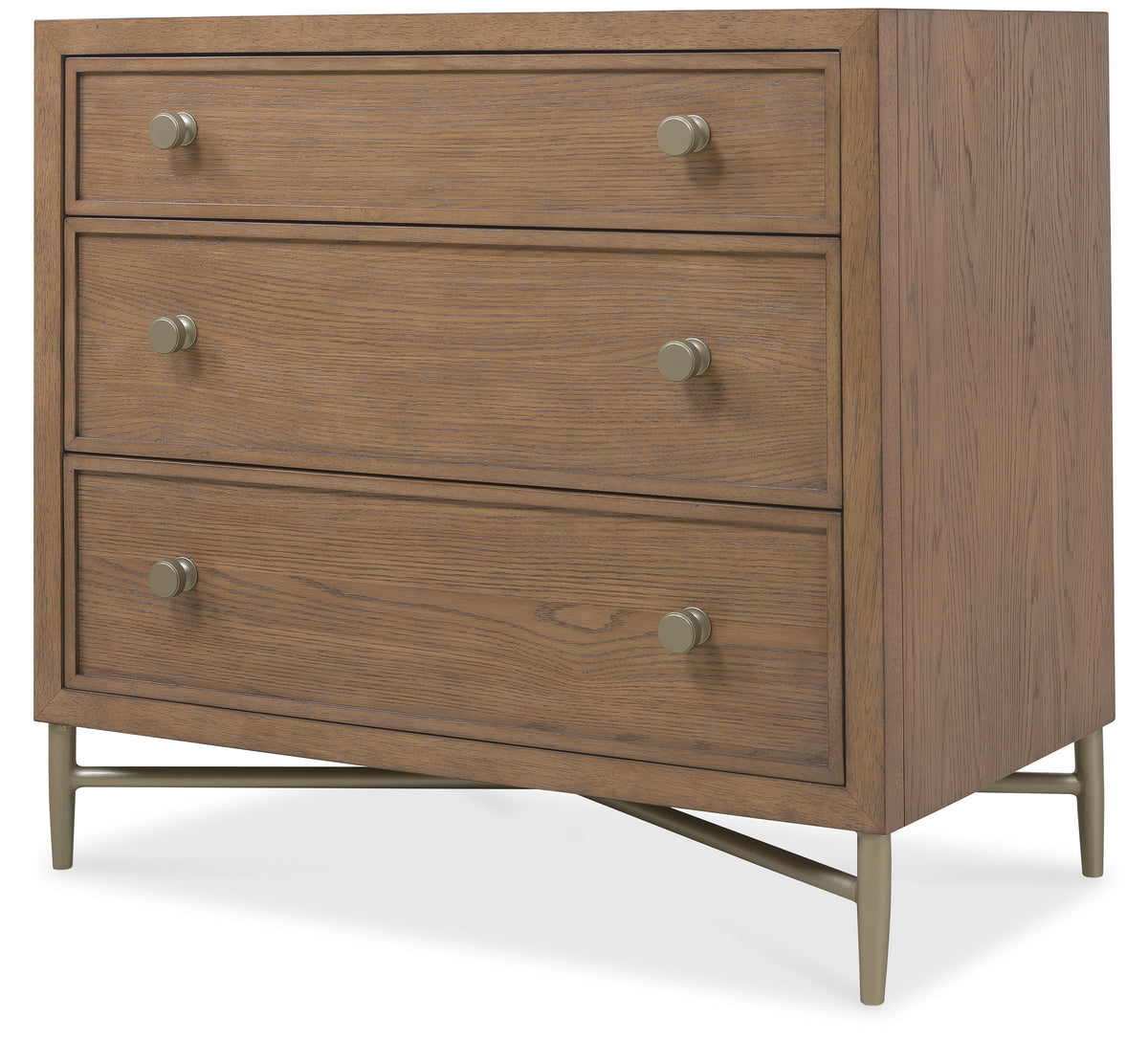 Sonnet Three-Drawer Nightstand - Dark Gray / Light Brown by Hooker Furniture - View 4