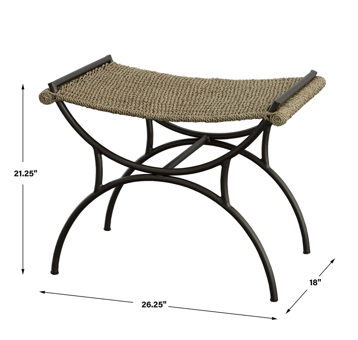 Playa Seagrass Small Bench - Black / Dark Gray by Uttermost - View 7