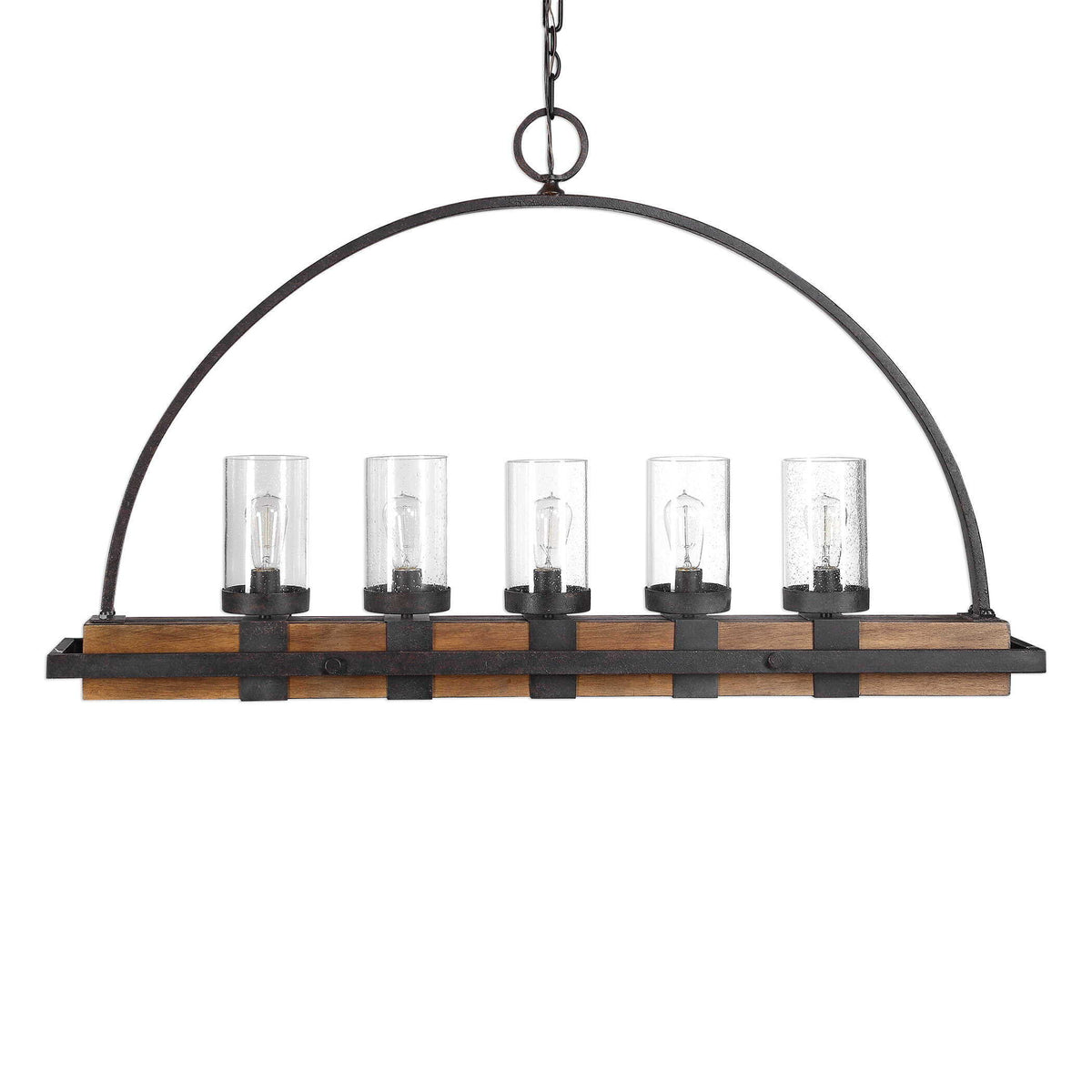 Atwood 5 Light Rustic Linear Chandelier - Light Brown / Black by Uttermost - View 4
