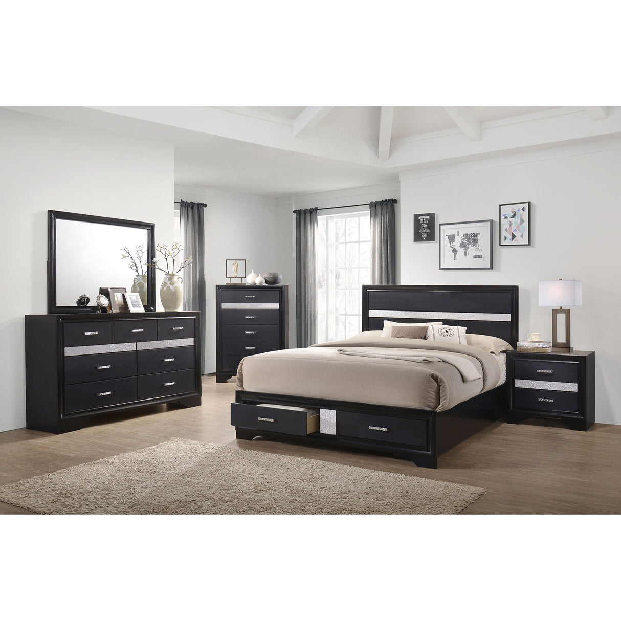 Corbin Black 5-piece Queen Bedroom Set - sold by Home Elegance USA