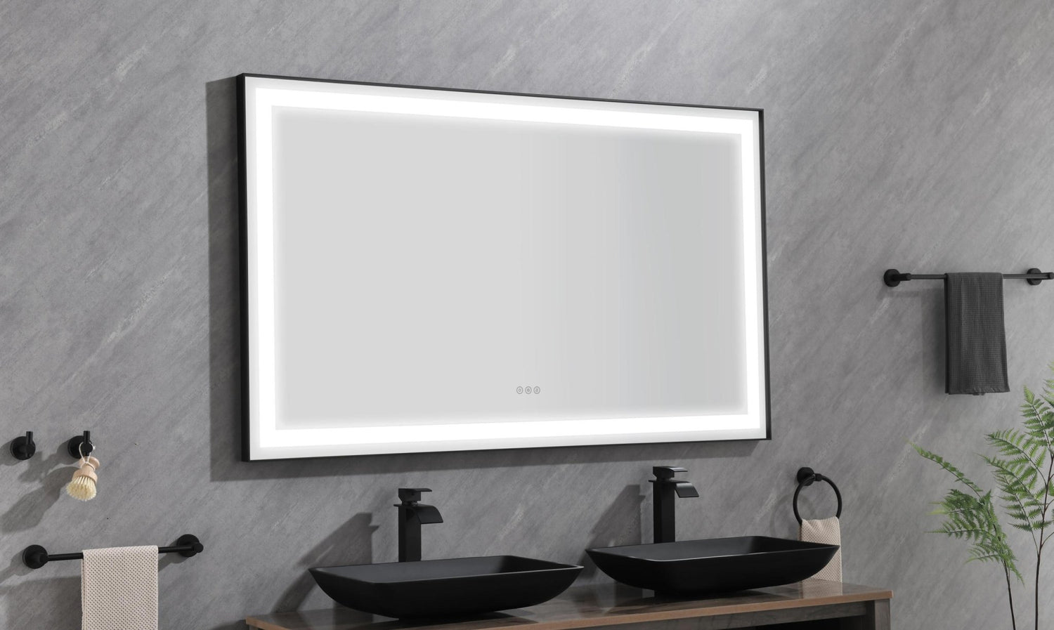 96in. W x36 in. H Framed LED Single Bathroom Vanity Mirror in Polished Crystal Bathroom Vanity LED Mirror with 3 Color Lights Mirror for Bathroom Wall | Home Elegance USA