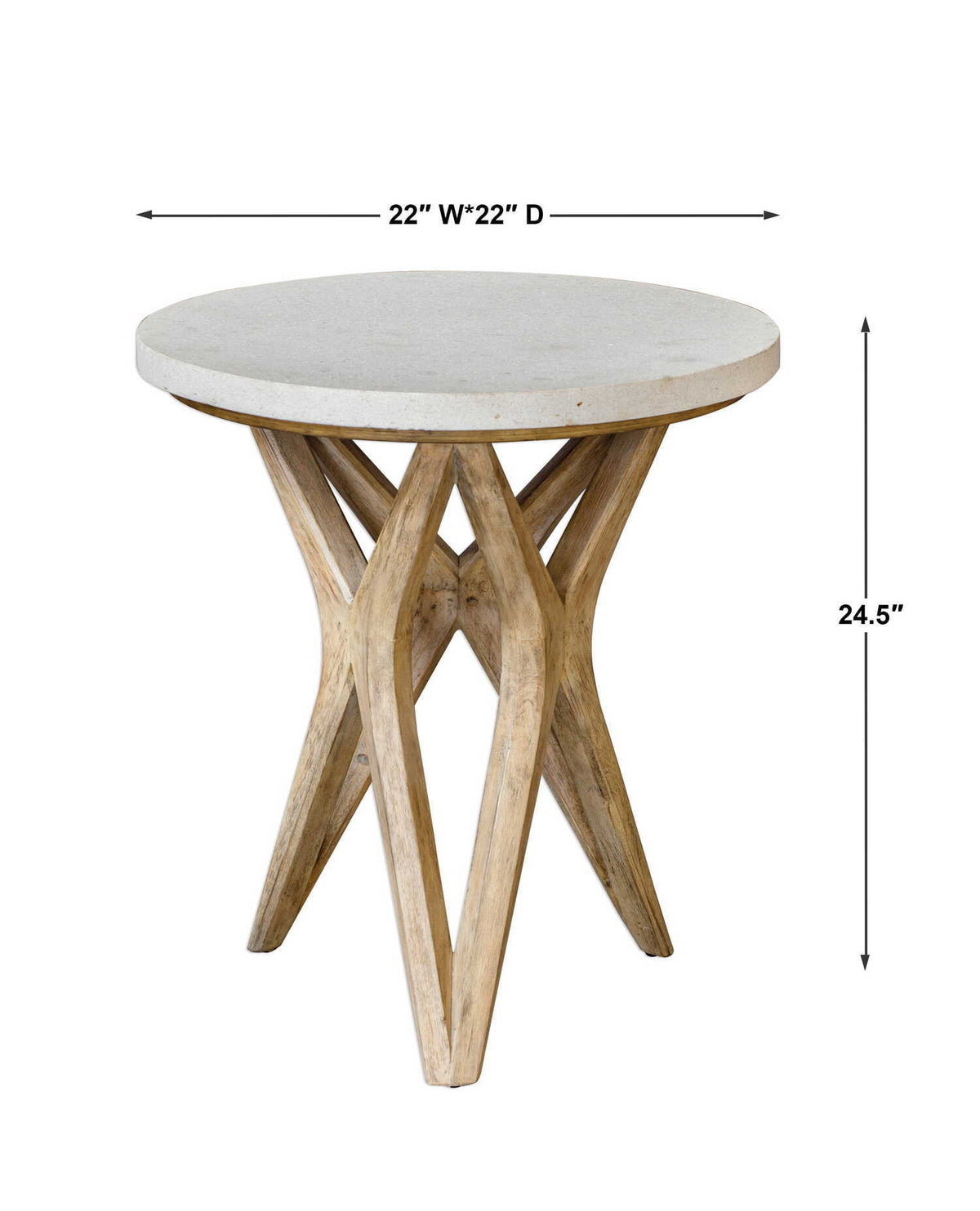 Marnie Limestone Side Table White & Light Brown - White / Light Brown by Uttermost - View 7