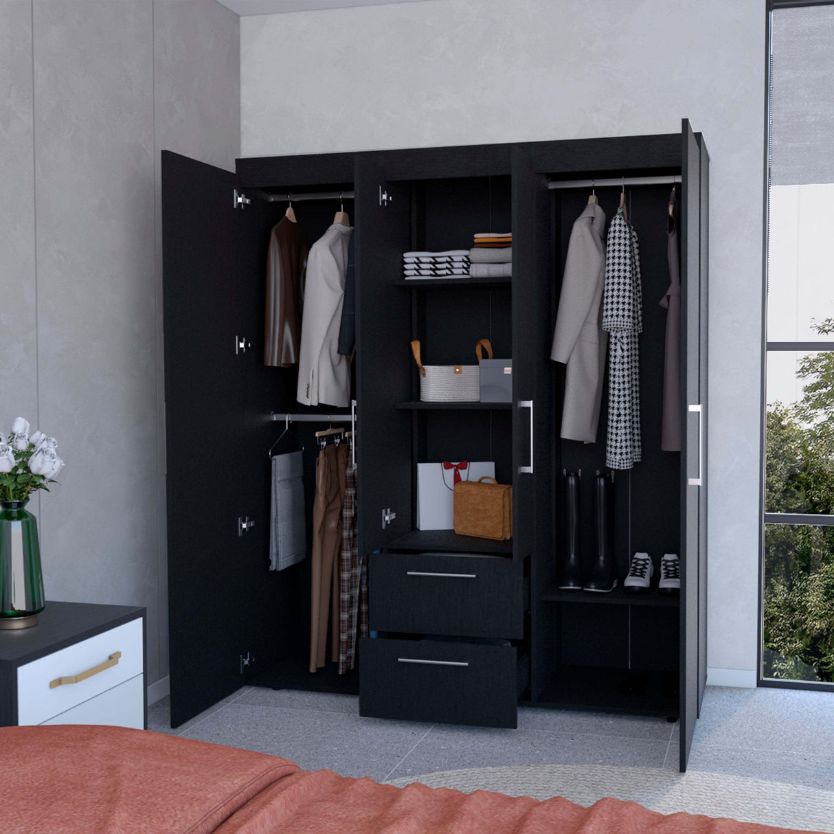 Wenge All-In-One 2-Door Armoire - sold by Home Elegance USA