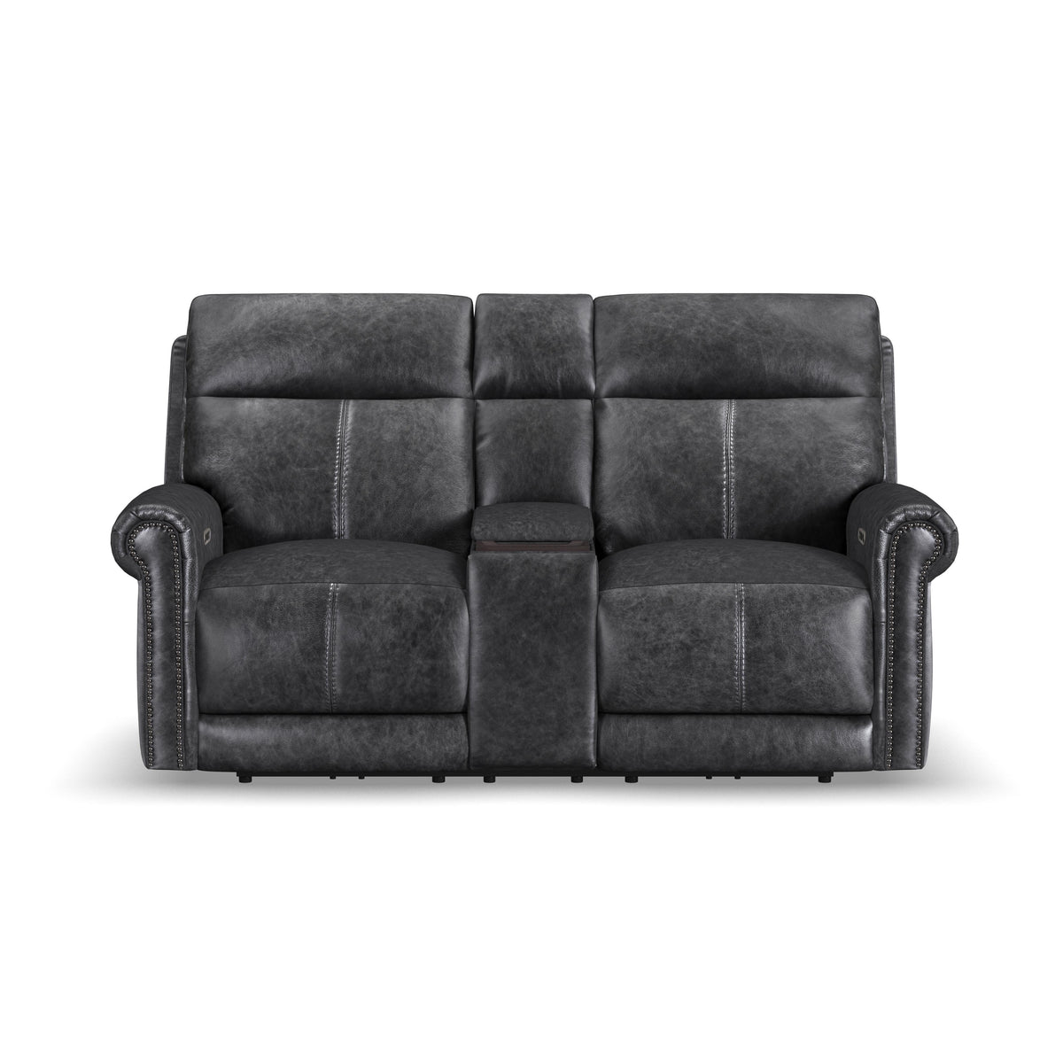 Alexander Power Reclining Loveseat With Console, Power Headrest & Lumbar - Weathered Stone Gray | Flexsteel