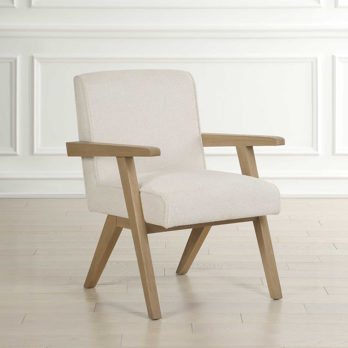 Blakely Dining Arm Chair - White / Light Brown by Uttermost - View 3