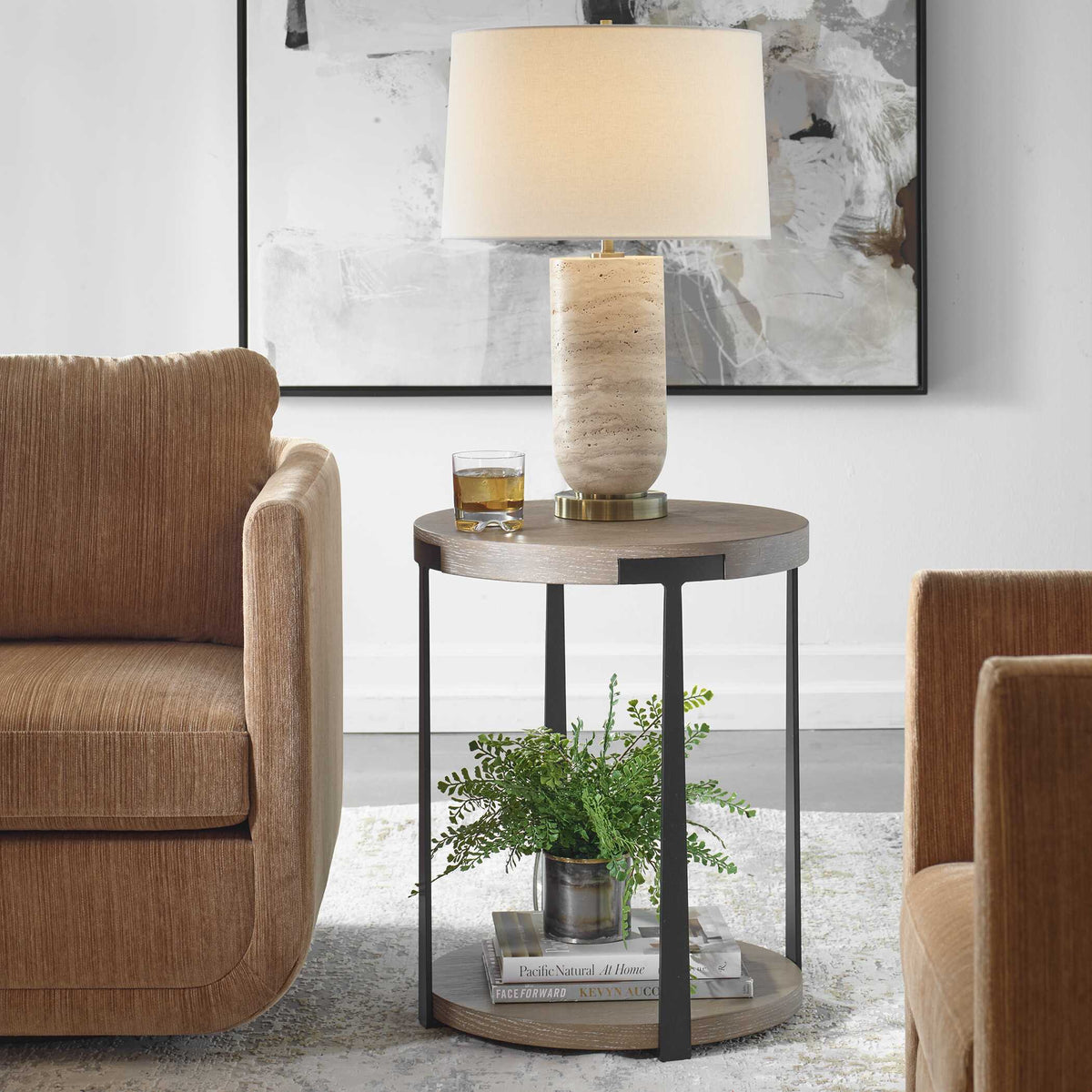 Palisade Round Side Table Natural - Light Brown by Uttermost - View 3