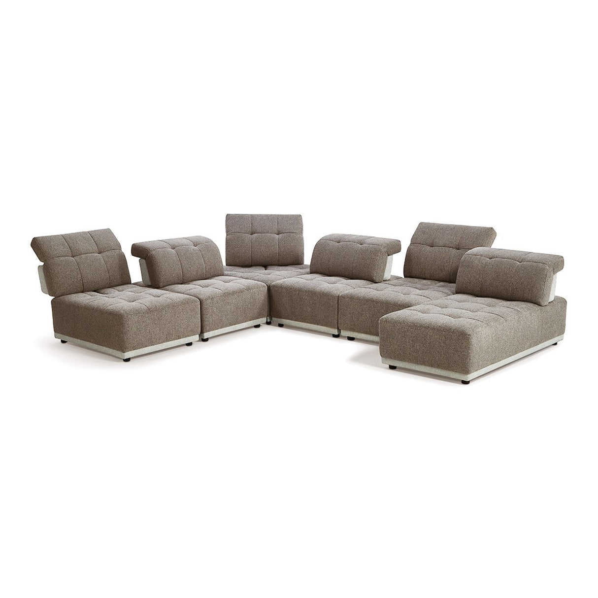 Ekron - Modern Brown & Beige Fabric Modular Sectional Sofa - View Image 1