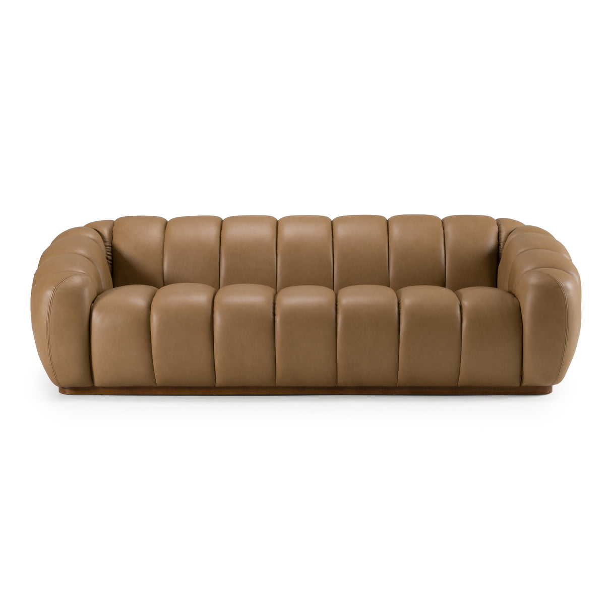 Ekwok - Modern Tan Leather Sofa - View Image 1