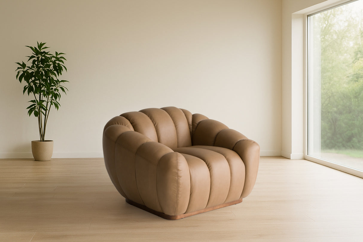 Ekwok - Modern Tan Leather Chair - View Image 1
