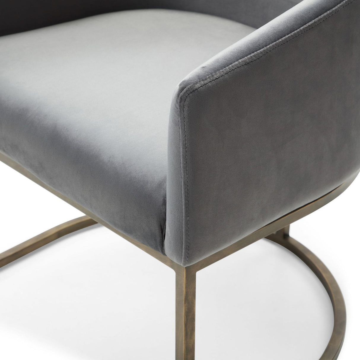 Modrest Elisa - Modern Grey Velvet & Brass Dining Chair