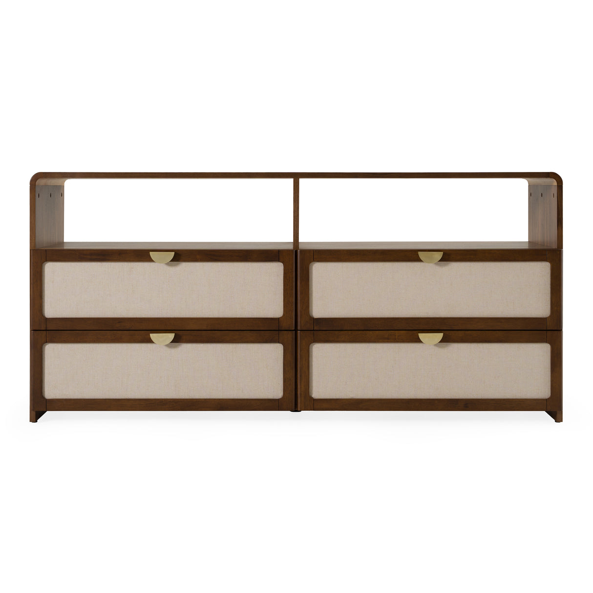 Emilio - Modern Natural Burlap + Walnut Dresser - View Image 1