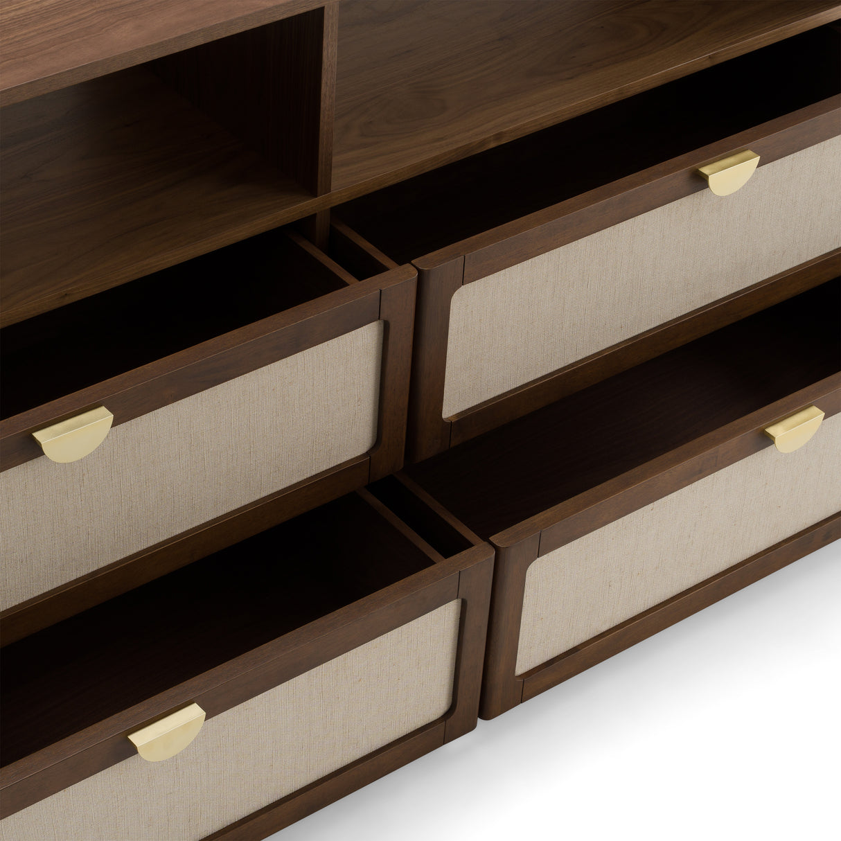 Emilio - Modern Natural Burlap + Walnut Dresser - View Image 1