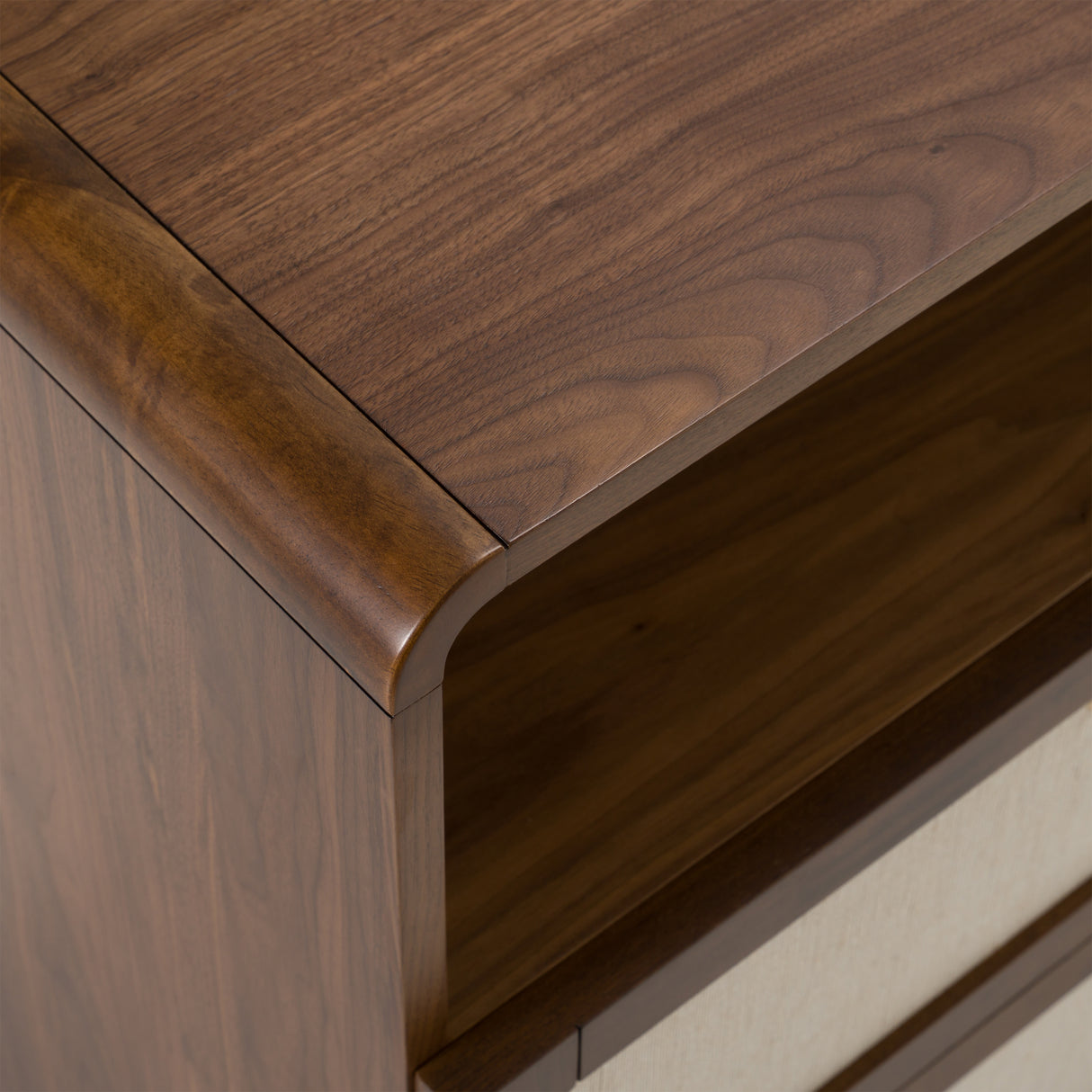 Emilio - Modern Natural Burlap + Walnut Dresser - View Image 1