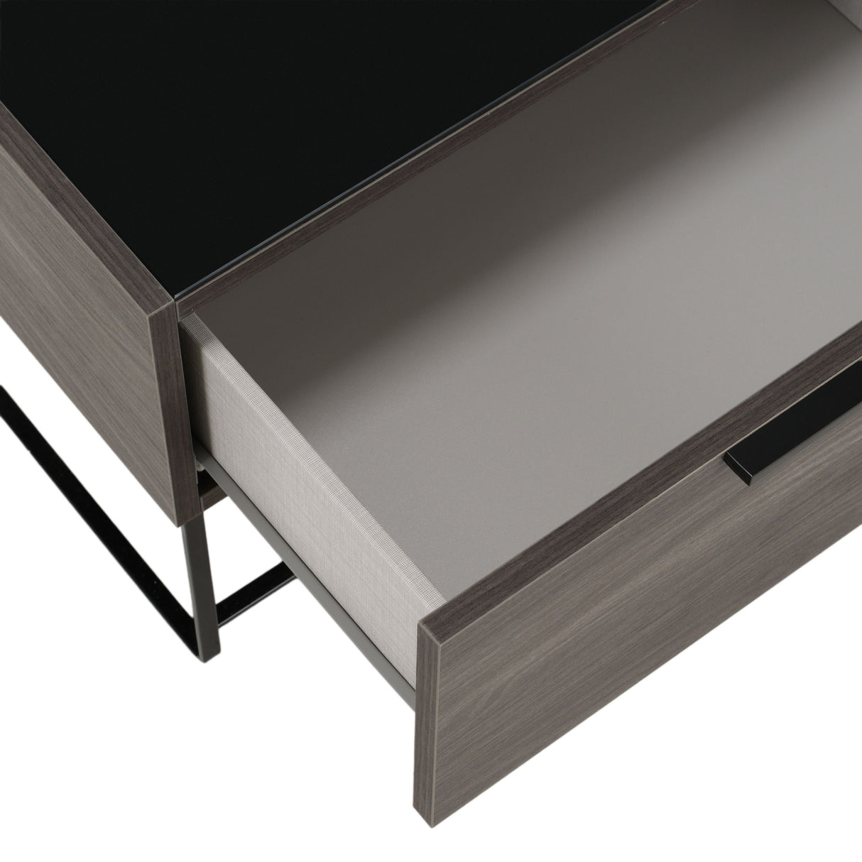 California King Enzo Italian Modern Grey Oak & Fabric Bed w/ Nightstands
