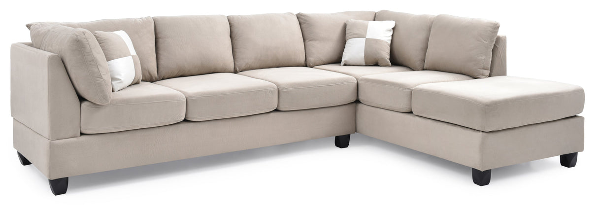 Malone G631B-SC Sectional ( Without Ottoman) , White - sold by Home Elegance USA