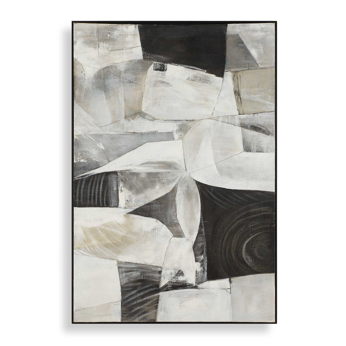 Folding Time Framed Abstract Art Black / Brown / Gray / White - Black / Gray by Uttermost - View 1