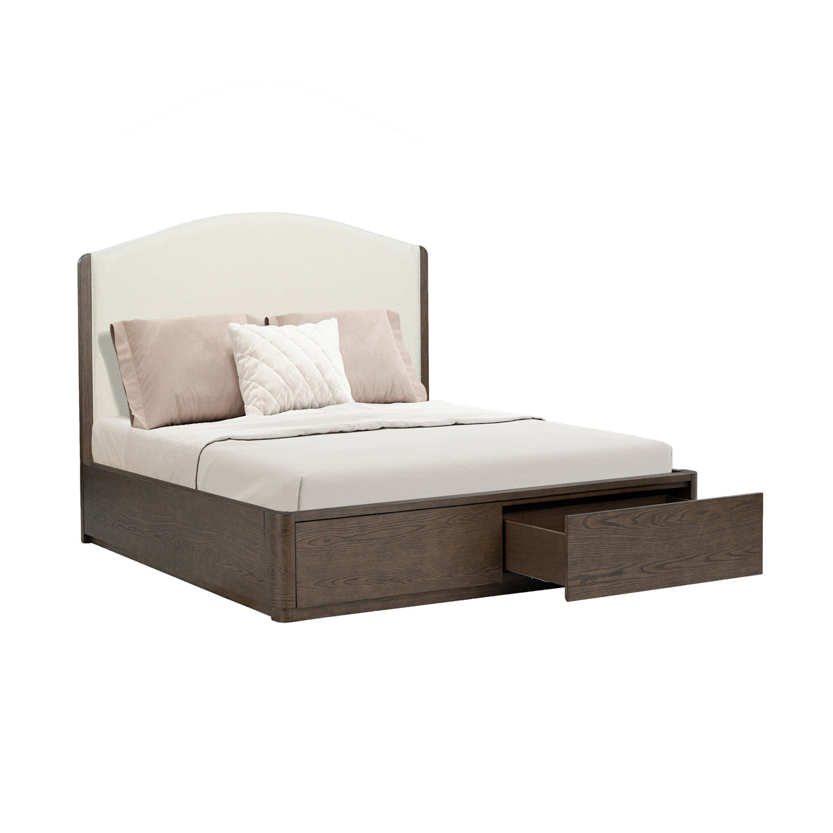 Athens Queen Upholstered Storage Bed - Brown / Milk | Flexsteel