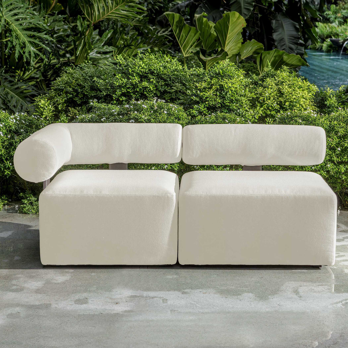 Bolster Back Armless Outdoor Sofa - White by Uttermost - View 4