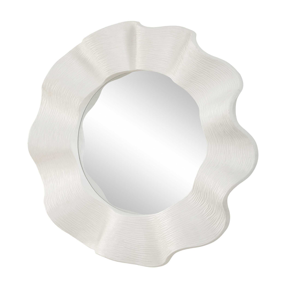 Wave Length Round Mirror White - Silver by Uttermost - View 5