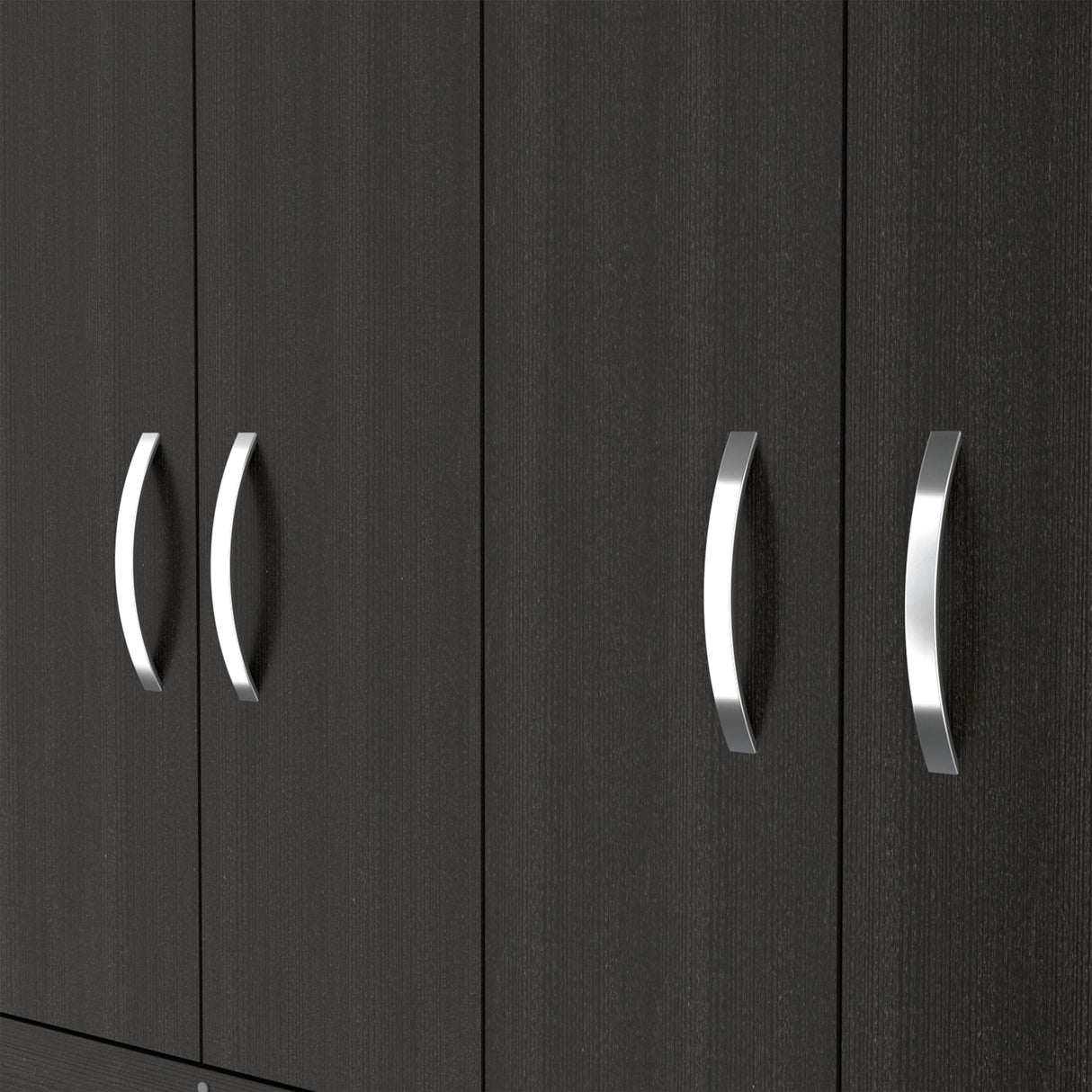 Hamilton Mobile Armoire, 4-Doors Cabinet, Three Drawers, Rods, Four Shelves, Black Wengue - Bedroom - sold by Home Elegance USA