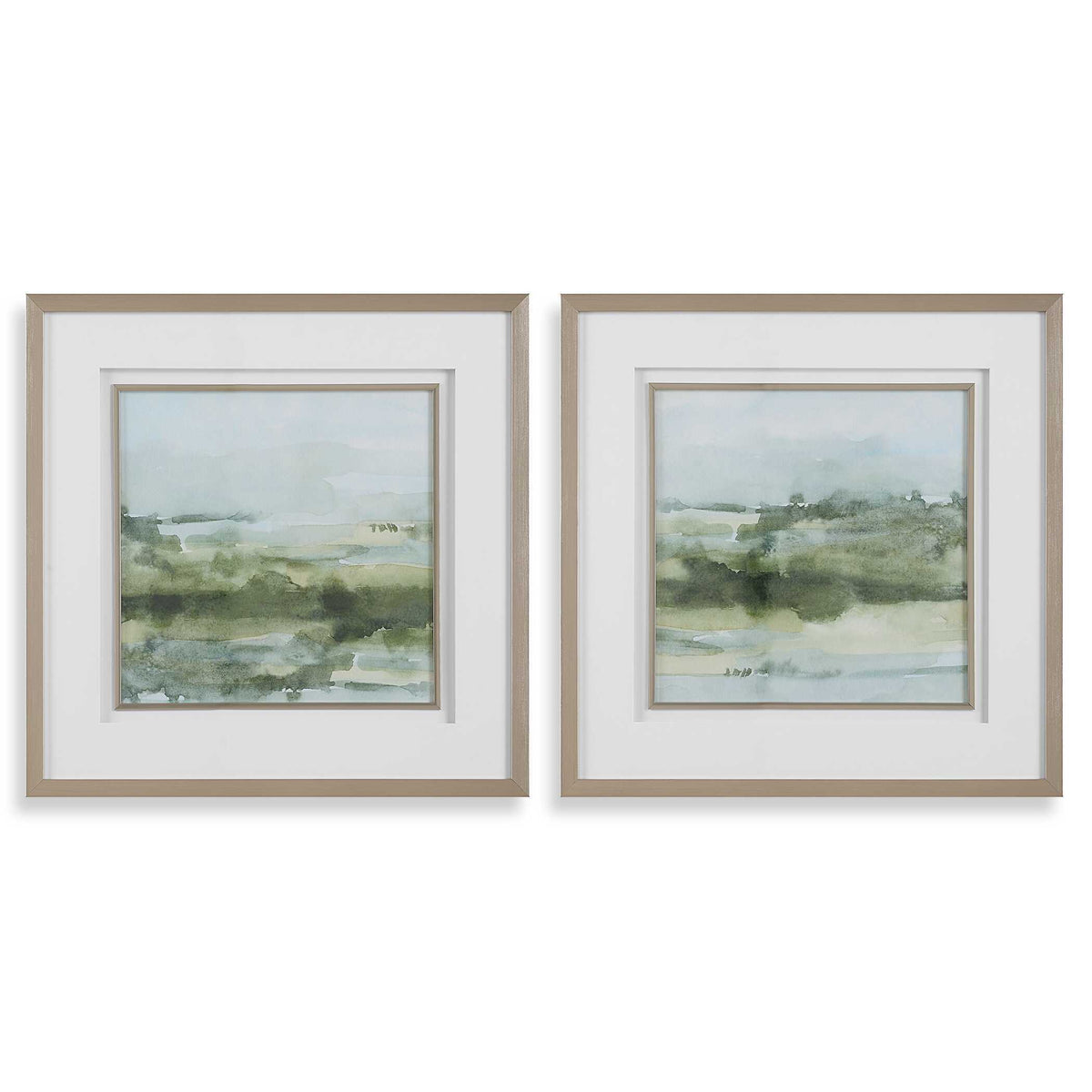 Soft Sage Abstract Landscape Prints (Set of 2) - Gray by Uttermost - View 1