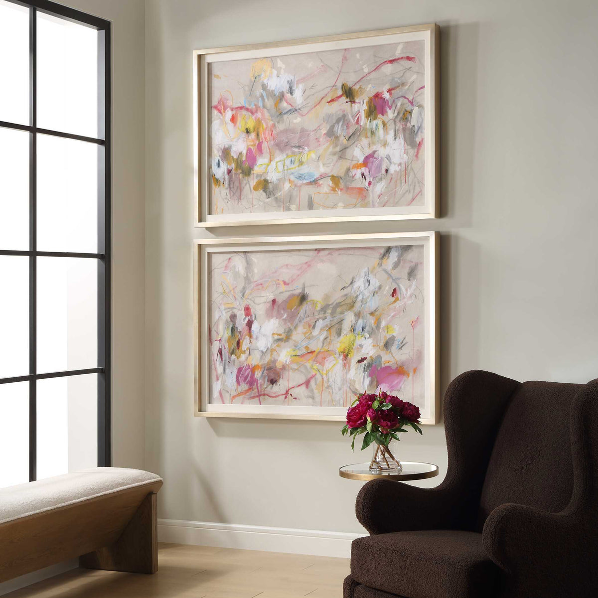 Metropolitan Rush Abstract Prints (Set of 2) - Pink by Uttermost - View 3