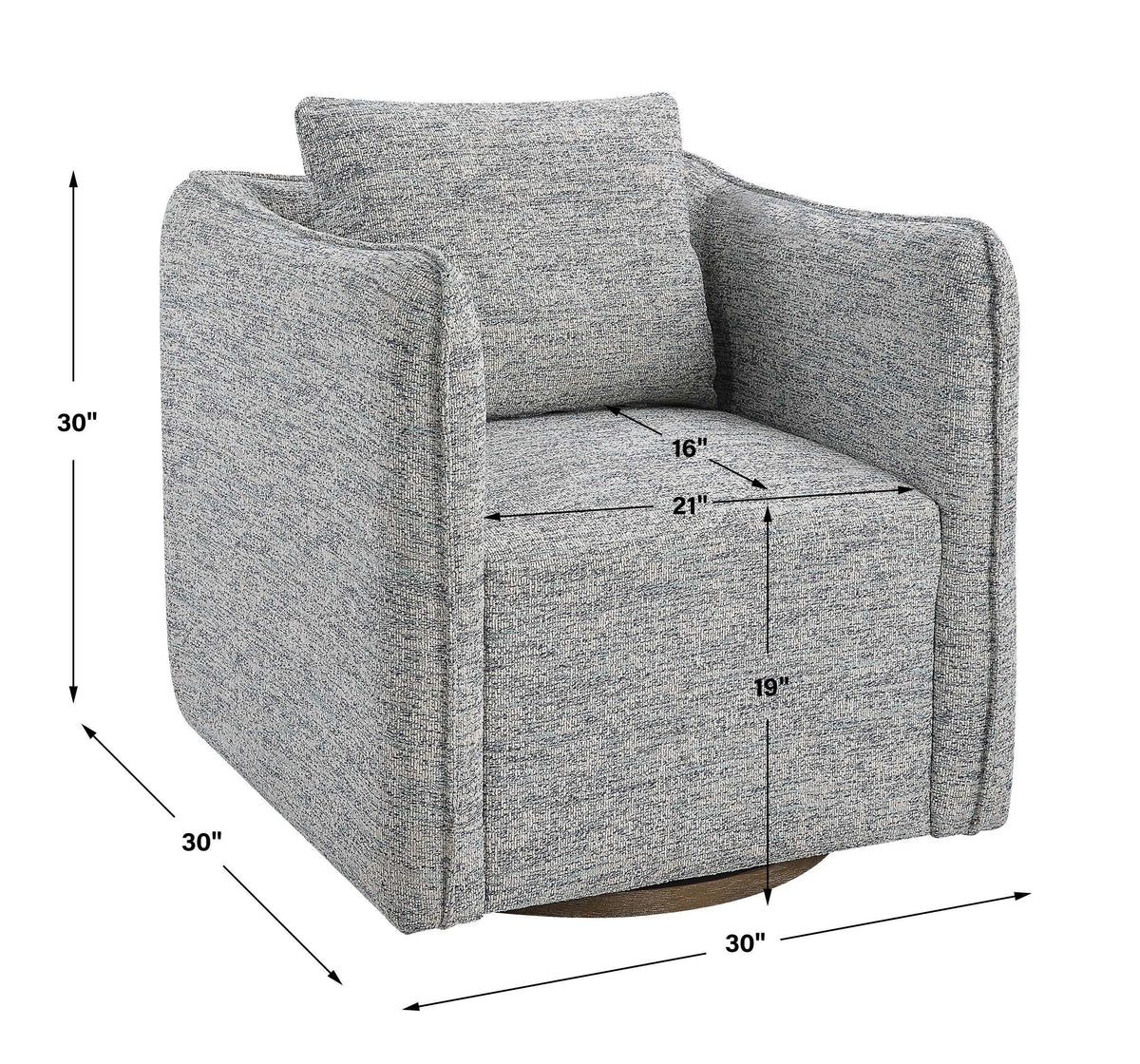 Corben Swivel Chair - Light Gray by Uttermost - View 8