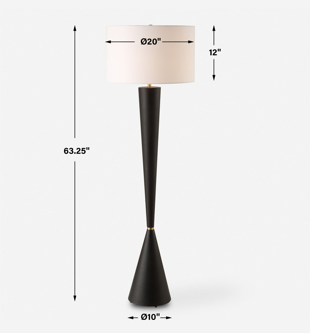 Layla Black Tapered Floor Lamp by Uttermost - View 7