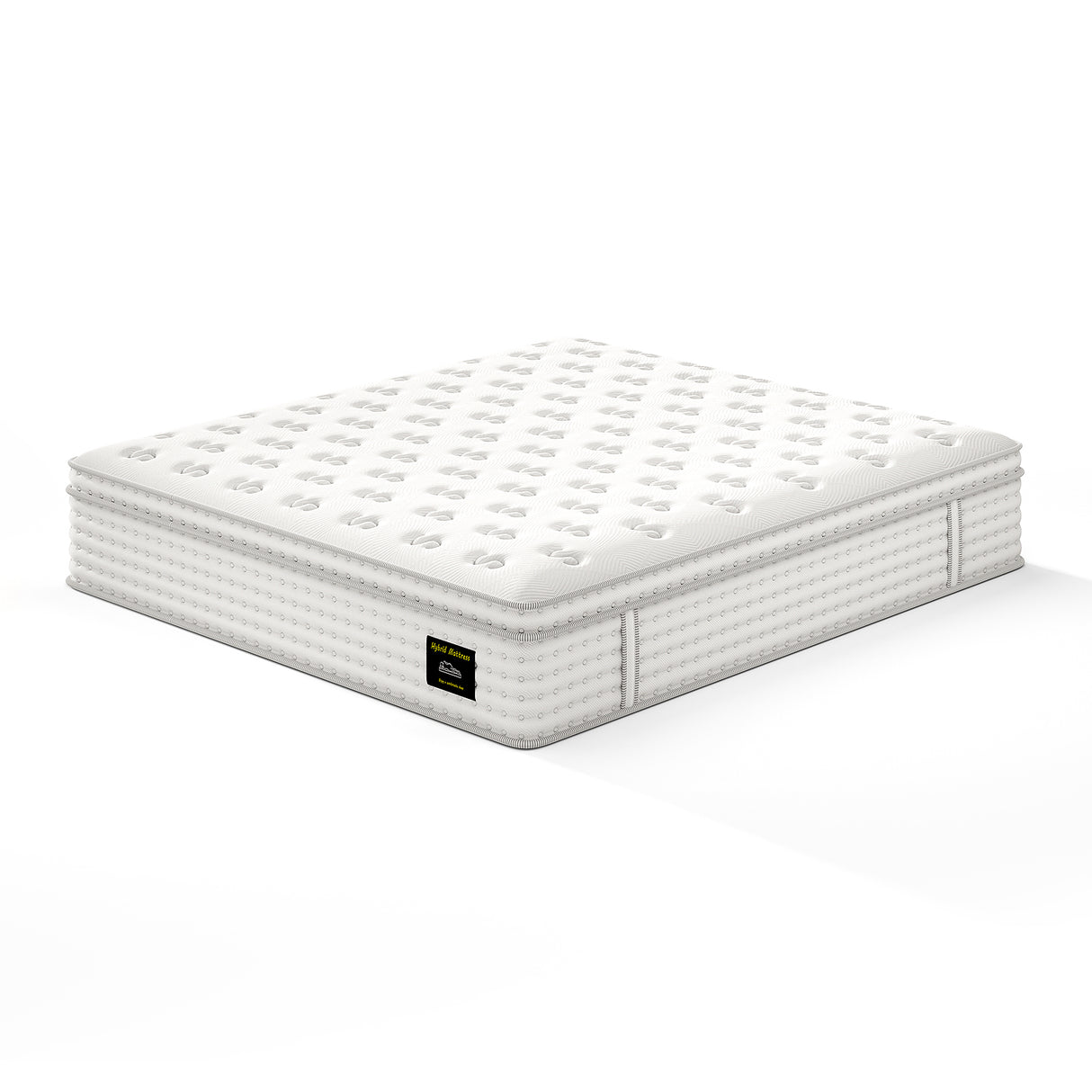 14' King Size Hybrid Mattress - White Memory Foam & Pocket Springs for Pressure Relief, Fiberglass Free, 14'' Height